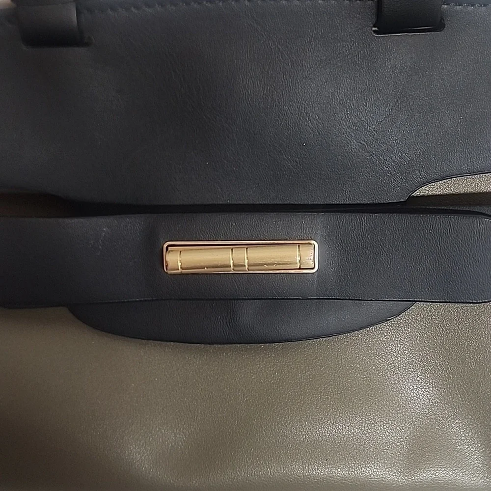 Rare ZAC Zac Posen Leather Cowhide Brigette Black, Taupe & Cream Belted Satchel